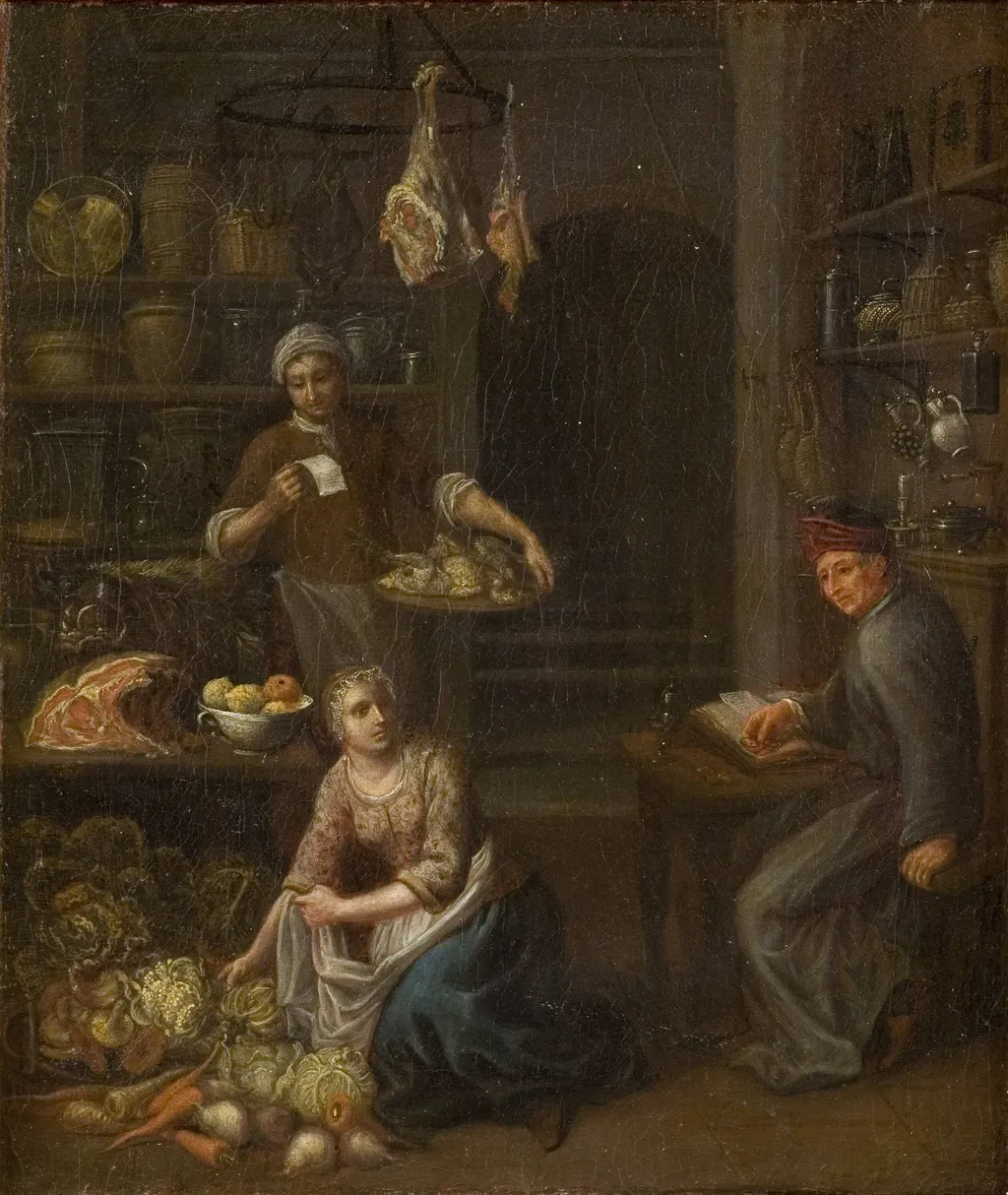 Accounting for the Purchases in the Kitchen, by Unknown, 1750
