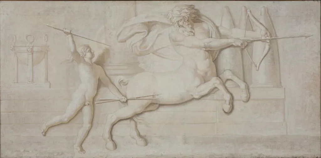 Achilles and the Centaur Cheiron, by Unknown, 1796