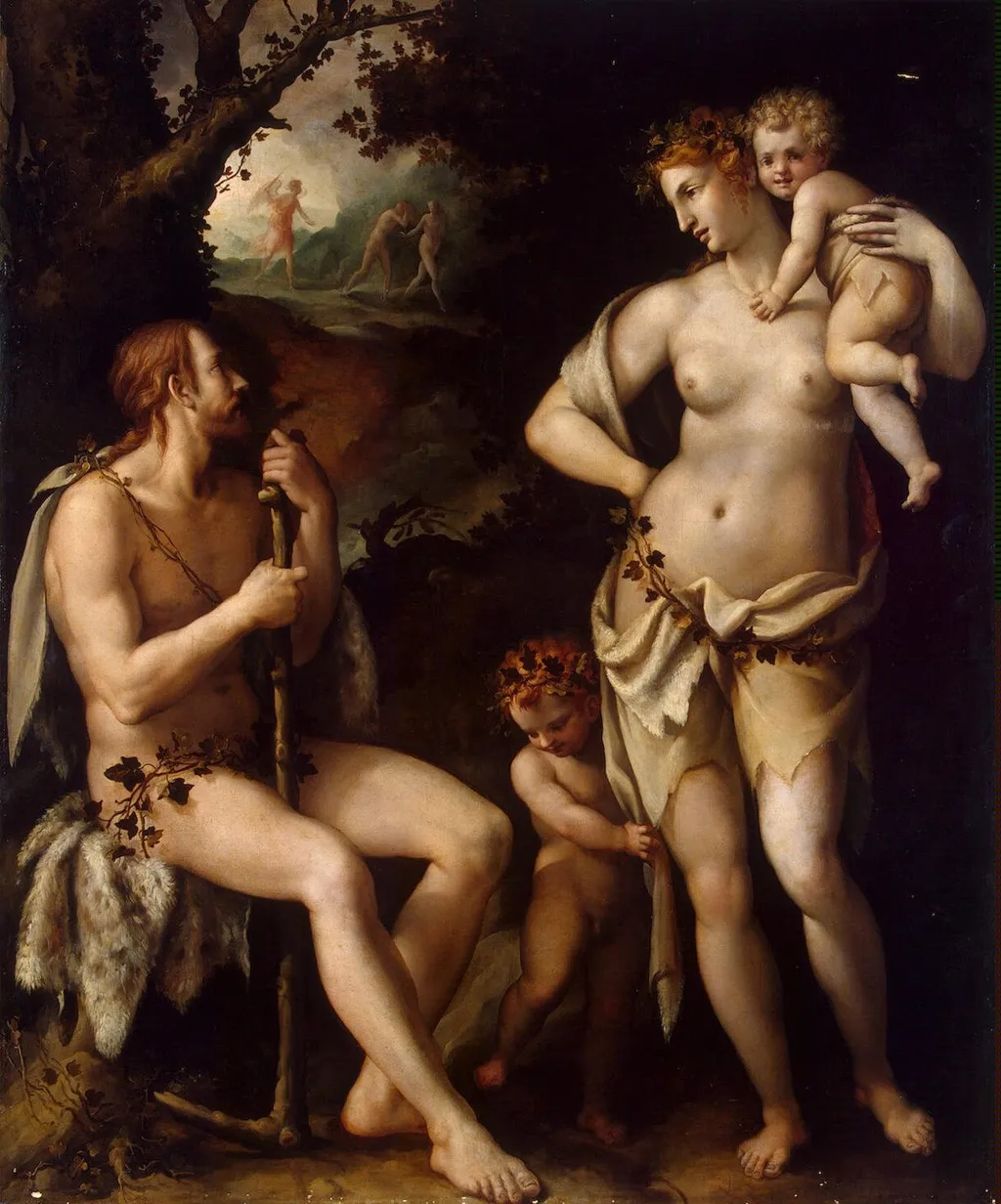 Adam and Eve, by Unknown, oil, 1550