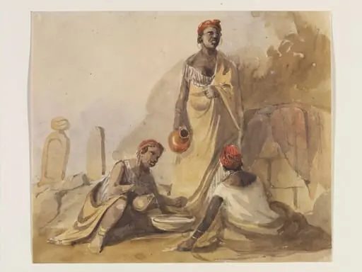 African Women at a Fountain in a Muslim Cemetery, by Unknown, 1850