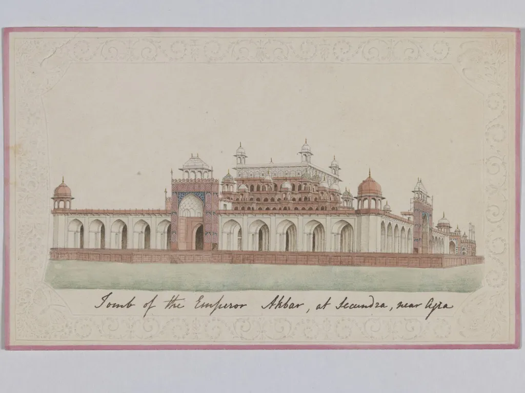 Akbar's mausoleum, Sikandra, by Unknown, paint, 1820