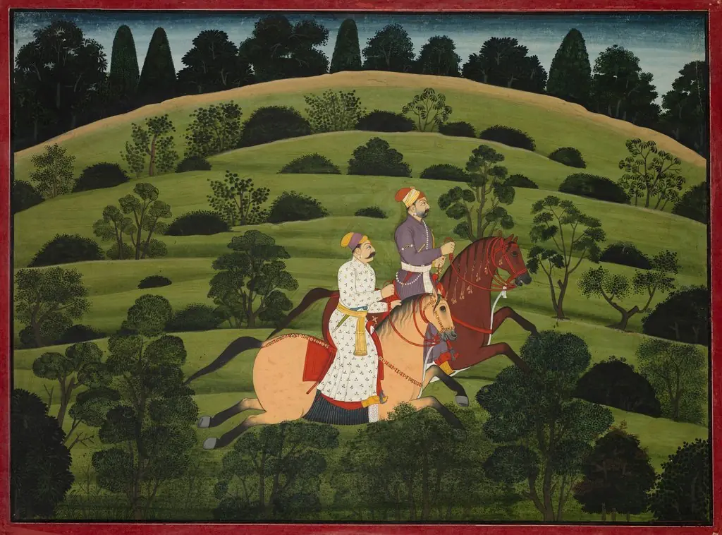 Akrura Rides toward Dwarka, page from the large Basohli Bhagavata Purana, by Unknown