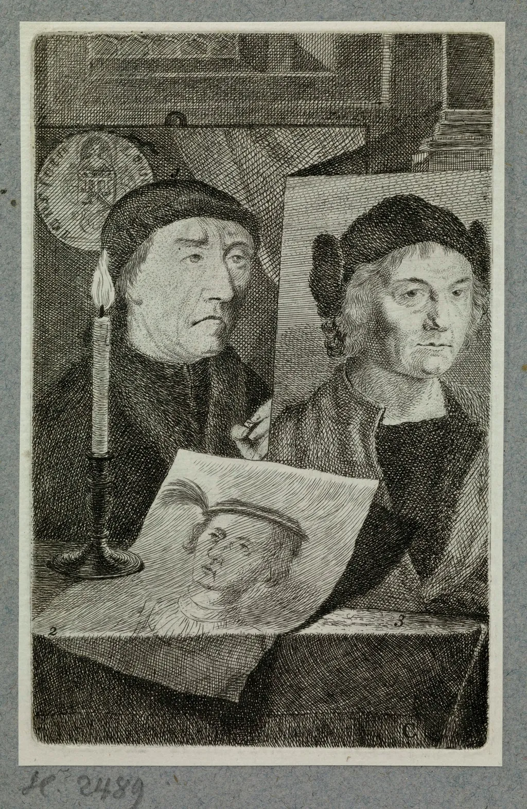 Albrecht Dürer d.Ä. and two other artists, by Unknown, 1497