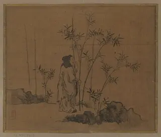 Album Leaf Painting: Scholar and Bamboo, by Unknown, 1750