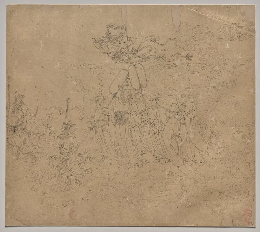 Album of Daoist and Buddhist Themes: Procession of Daoist Deities: Leaf 6, by Unknown, unspecified, 1204