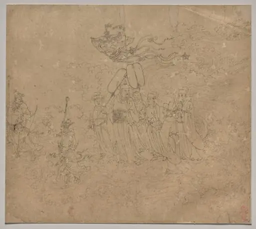 Album of Daoist and Buddhist Themes: Procession of Daoist Deities: Leaf 6, by Unknown