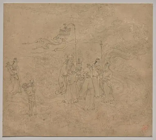 Album of Daoist and Buddhist Themes: Procession of Daoist Deities: Leaf 7, by Unknown