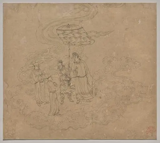 Album of Daoist and Buddhist Themes: Procession of Daoist Deities: Leaf 9, by Unknown