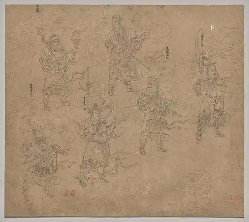 Album of Daoist and Buddhist Themes: Procession of Daoist Deities: Leaf 12, by Unknown