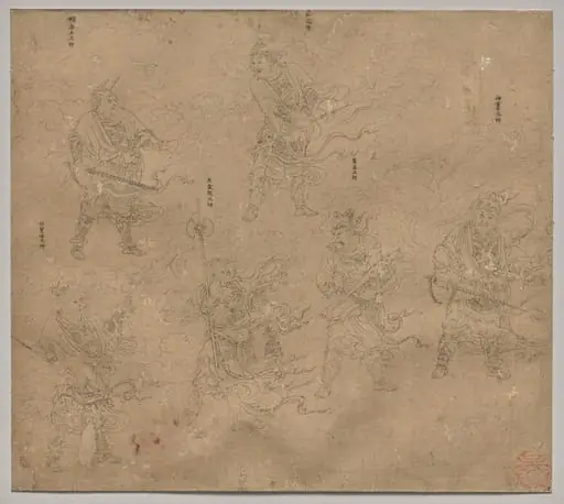 Album of Daoist and Buddhist Themes: Procession of Daoist Deities: Leaf 13, by Unknown