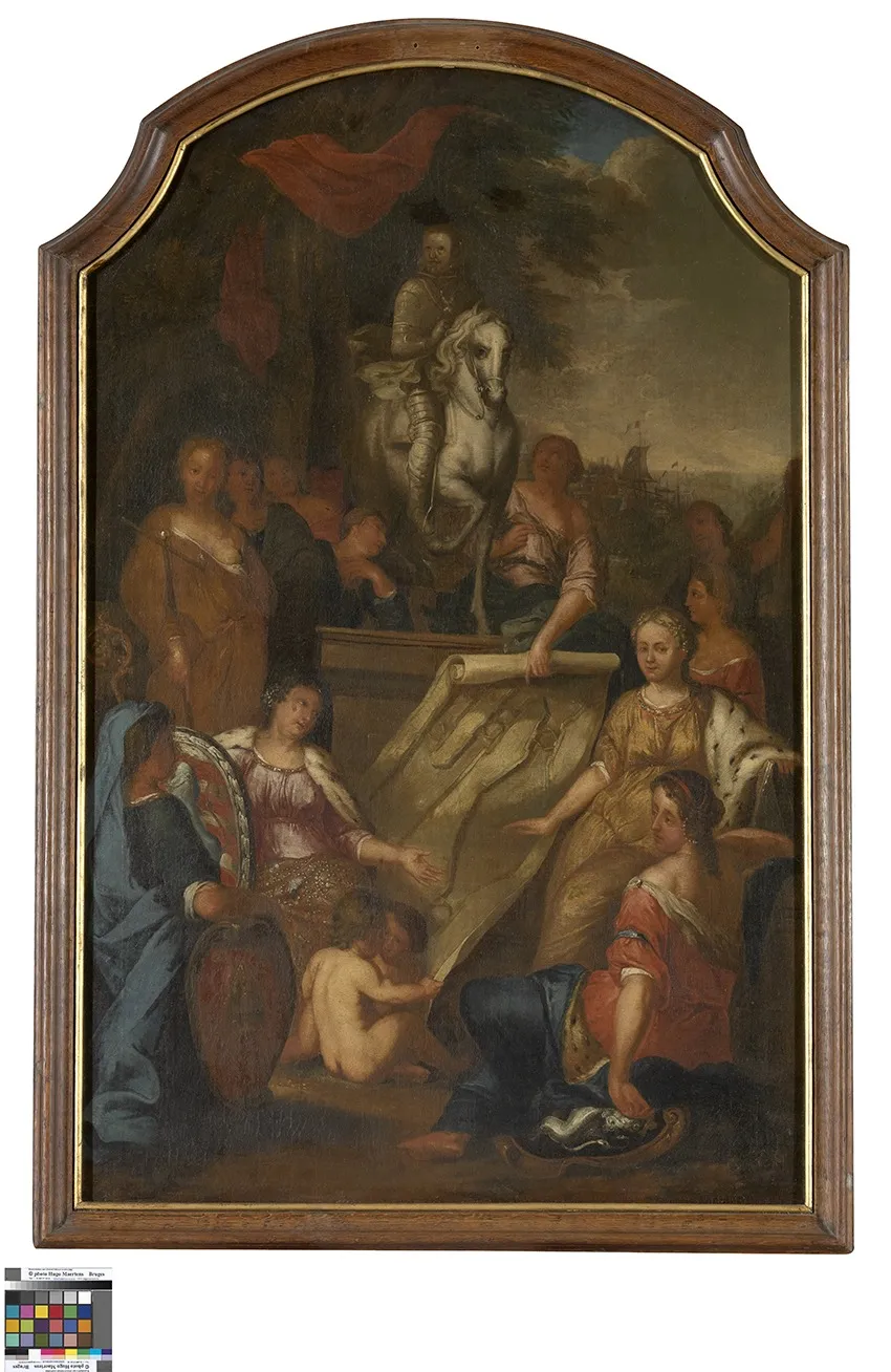 Allegorie van de nieuwe haven van Oostende, by Unknown, oil, 1601