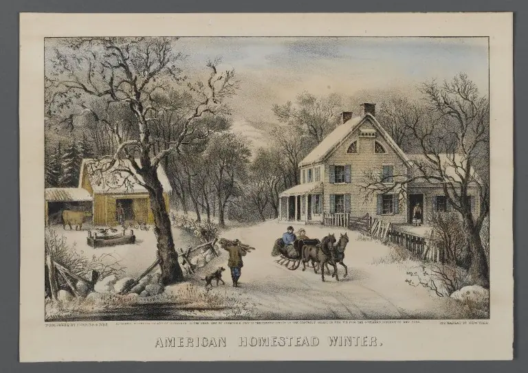 American Homestead Winter, by Unknown