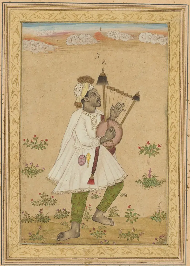 An African Lyre Player (recto); Calligraphy (verso), by Unknown, 1650