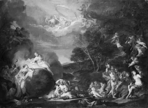 An Allegory with Bacchus, Ceres, Flora and Apollo, by Unknown