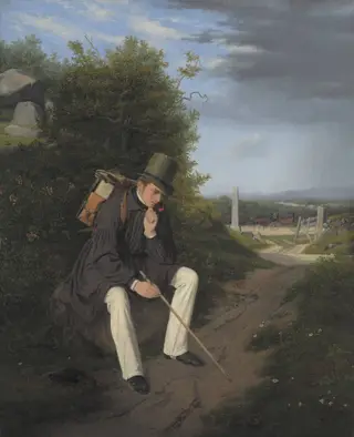 An Artist Resting by the Roadside, by Unknown, 1832