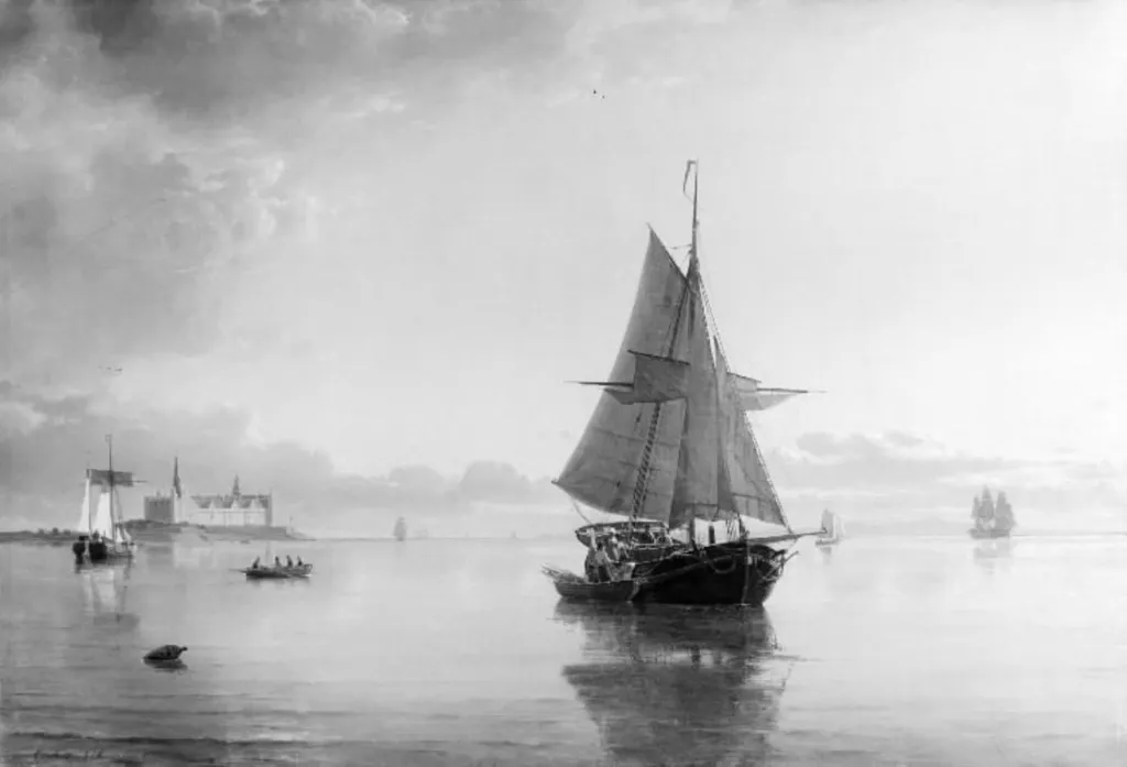 An Early Summer Morning in the Roads of Elsinore, by Unknown, 1860