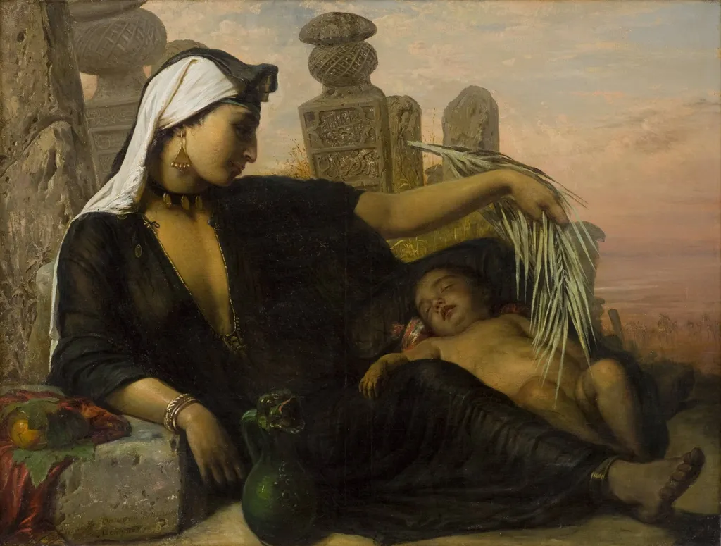 An Egyptian Fellah Woman with her Baby, by Unknown, 1872