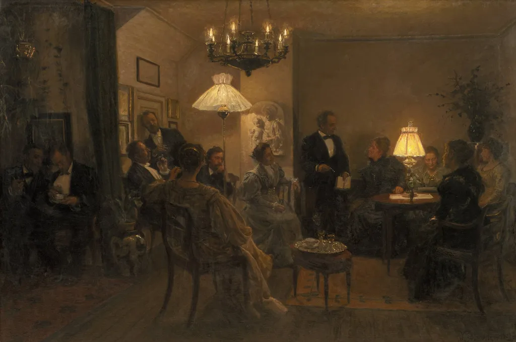 An Evening Party in the Artist's Home, by Unknown, 1899