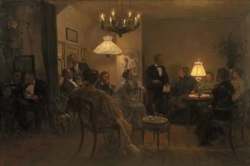 An Evening Party in the Artist's Home, by Unknown