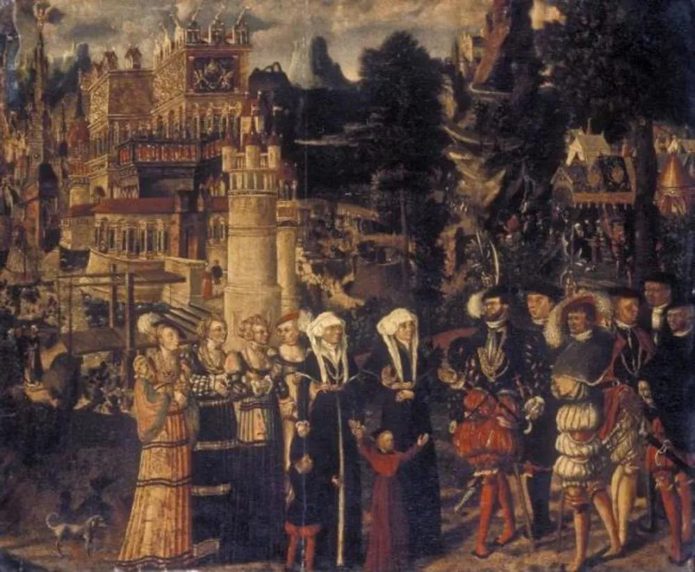 An historical scene, by Unknown, oil, 1530