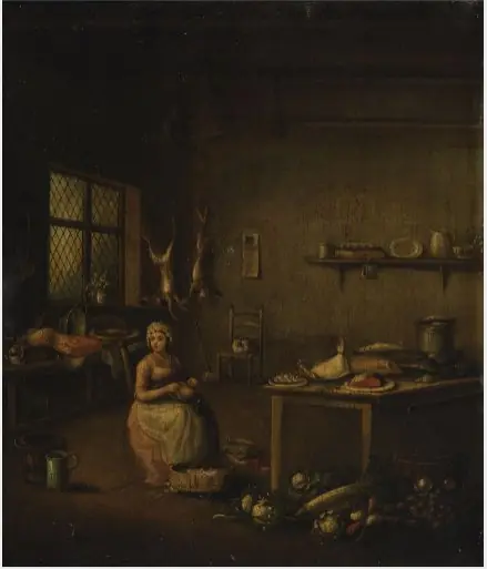 An Interior with Woman and Still Life, by Unknown
