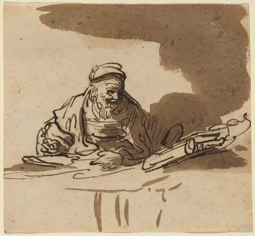 An Old Scholar at His Desk, by Unknown
