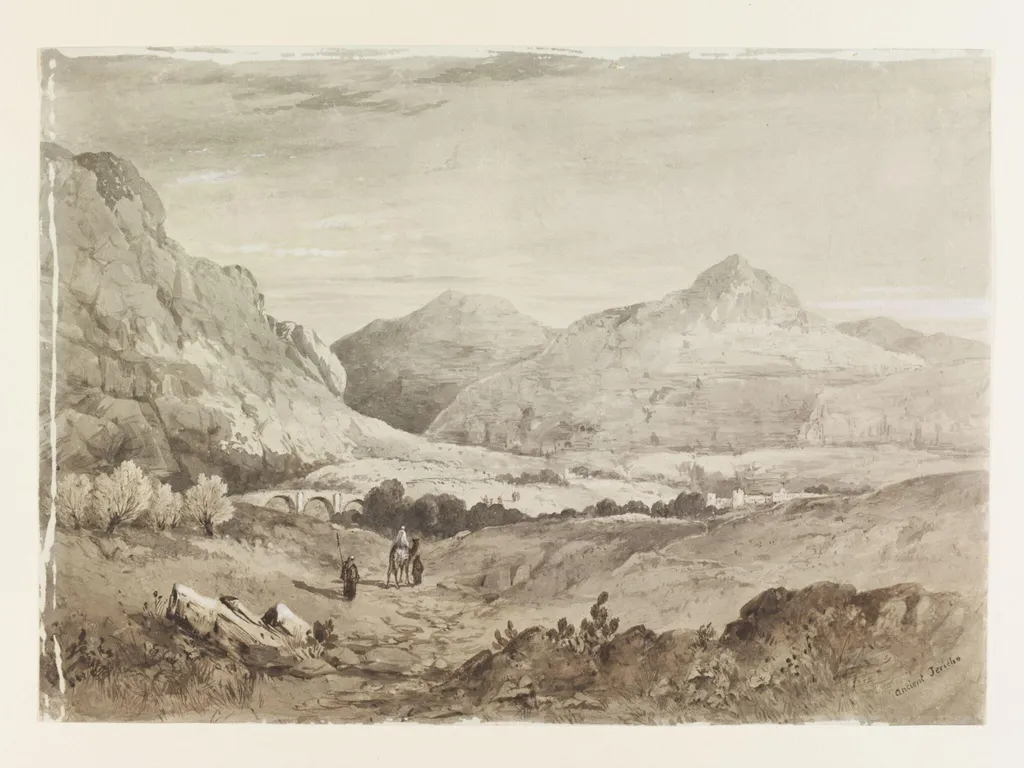 Ancient Jericho, by Unknown, watercolor, 1835