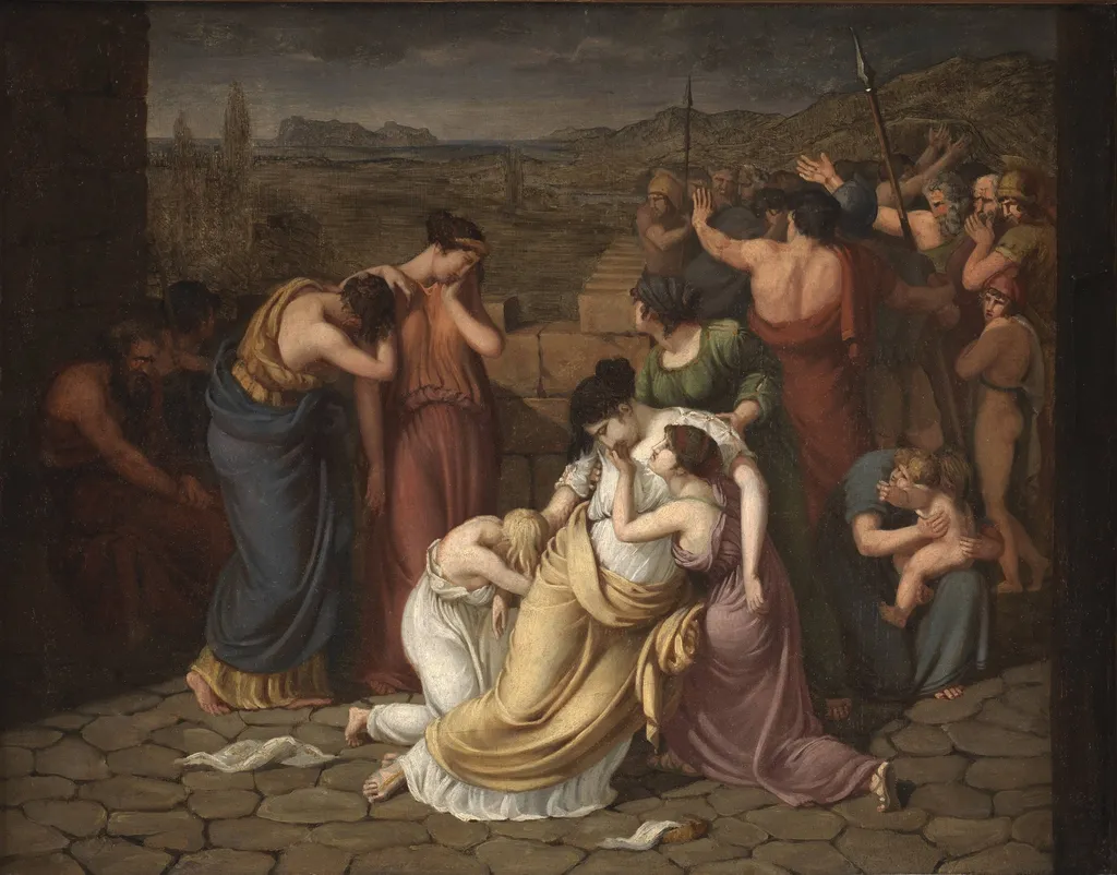 Andromache in Despair at the Sight of Hector's Body, by Unknown, 1850