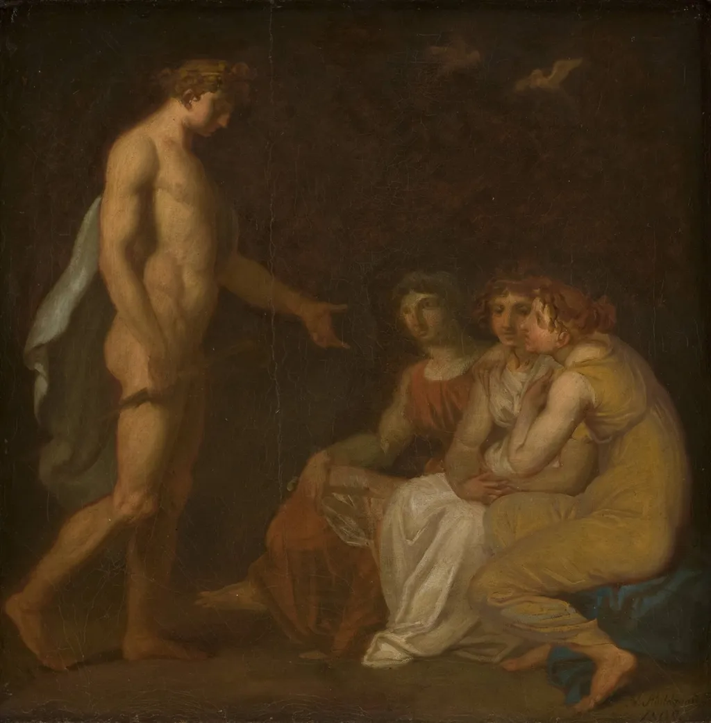Apollo charging the Parcae to visit Ceres, who has fled from the Earth, by Unknown, 1809
