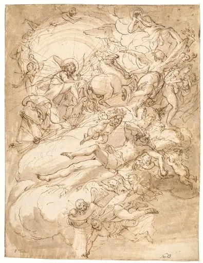 Apollo in his chariot, design for a ceiling painting, by Unknown