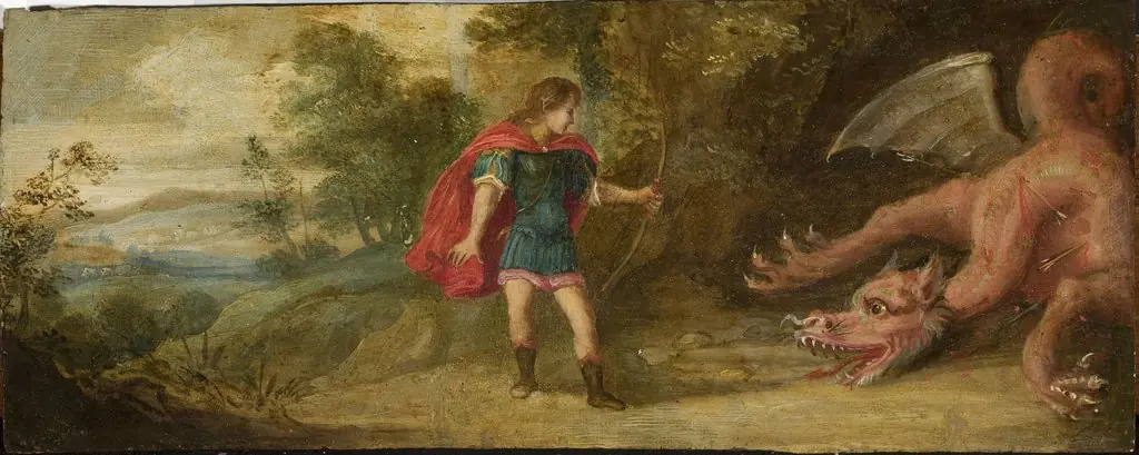 Apollo killing Python (Ovid, Metamorphoses, I, 438ff.), by Unknown