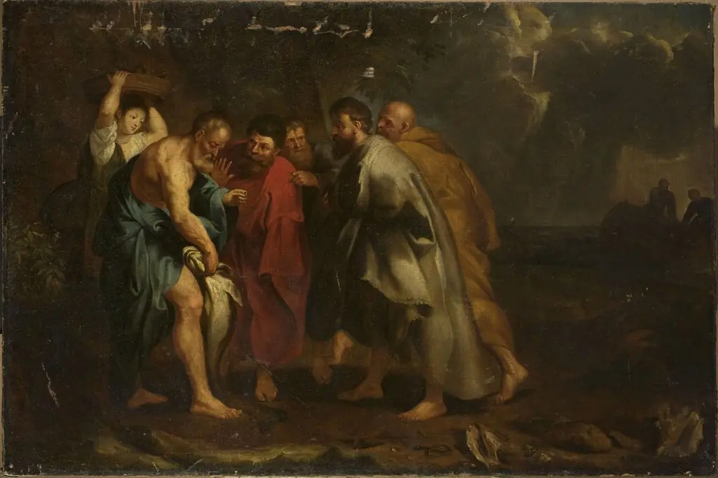Apostles finding a coin inside a fish (Matthew 17:27), by Unknown