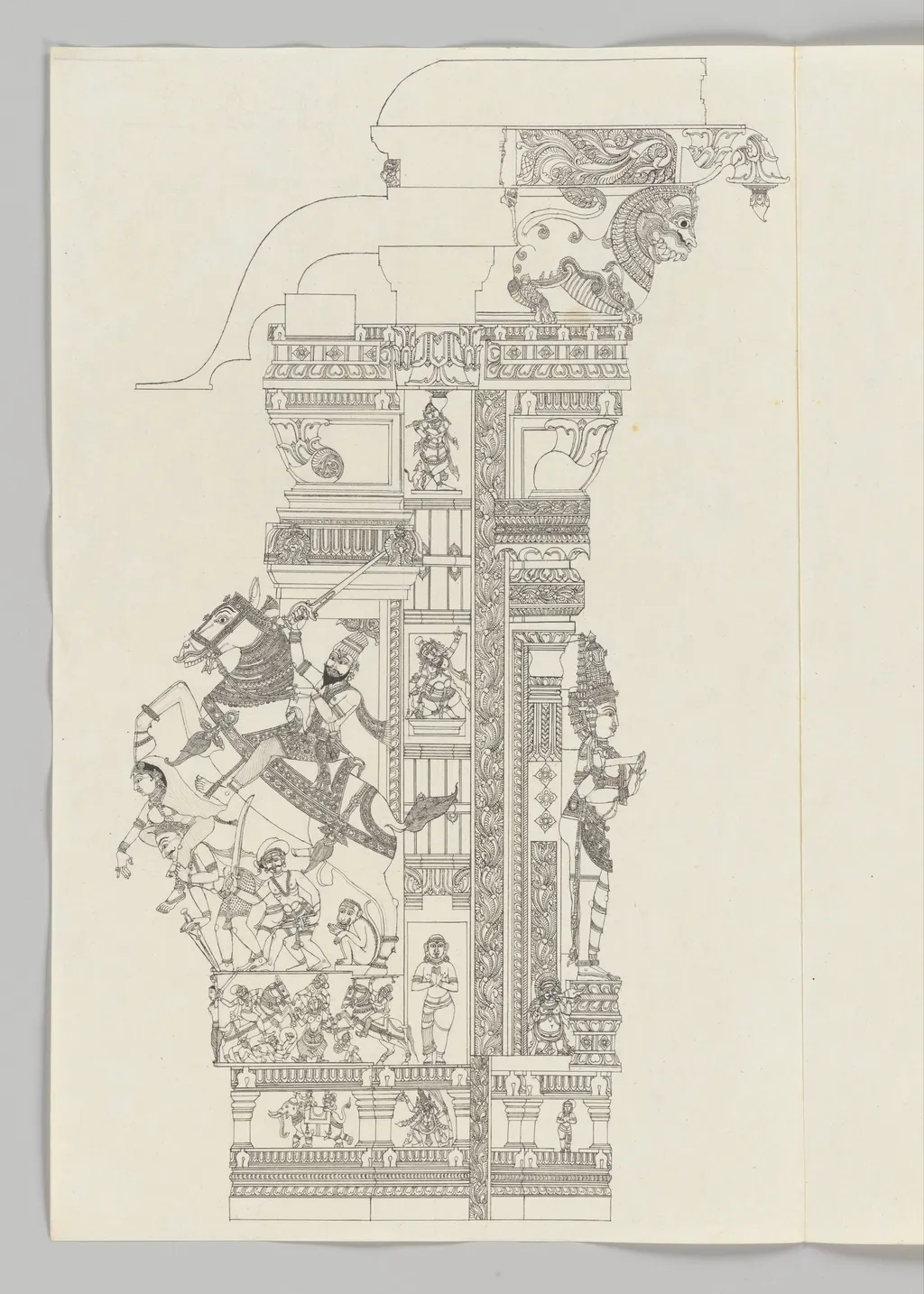 Ardanarishvara; equestrian warrior with raised sword, by Unknown, unspecified, 1800