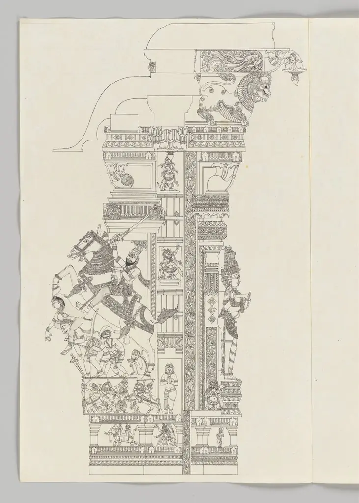 Ardanarishvara; equestrian warrior with raised sword, by Unknown