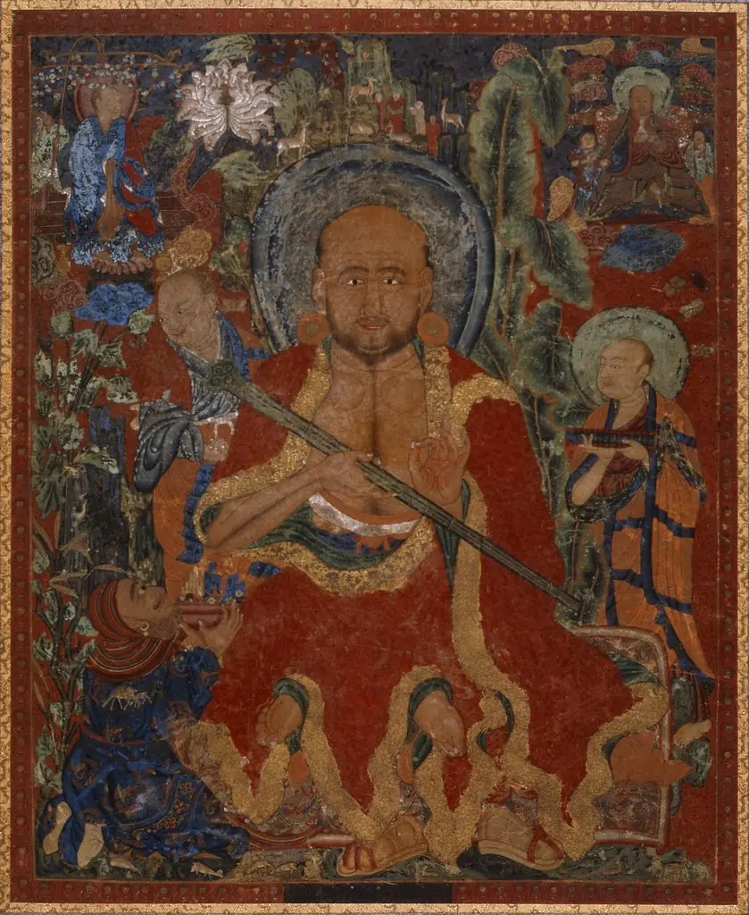 Arhat Chudapanthaka (?) with Attendants, by Unknown