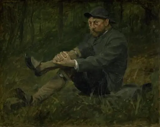 Arkitekten Thorvald Bindesbøll i en granskov på Kullen, by Unknown