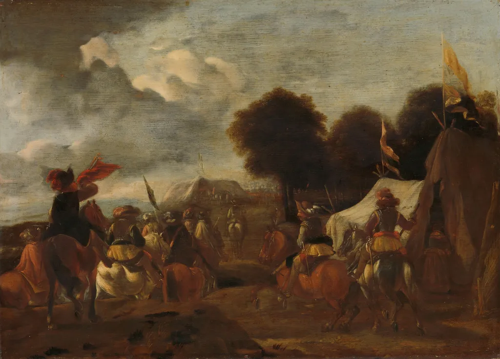 Army Camp, by Unknown, oil, 1650