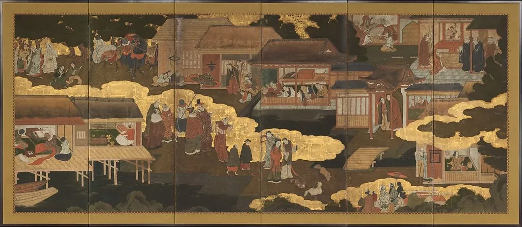 南蛮屏風|Arrival of the Europeans, by Unknown, ink, 1612