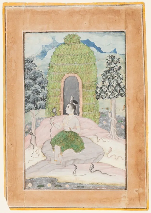 Ascetic Princess with Snakes in a Wilderness: Asavari Ragini, from a Ragamala, by Unknown, unspecified, 1650