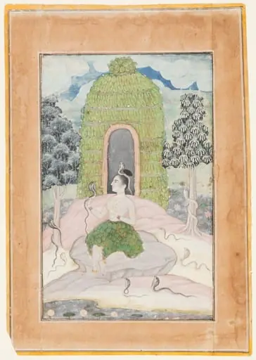 Ascetic Princess with Snakes in a Wilderness: Asavari Ragini, from a Ragamala, by Unknown