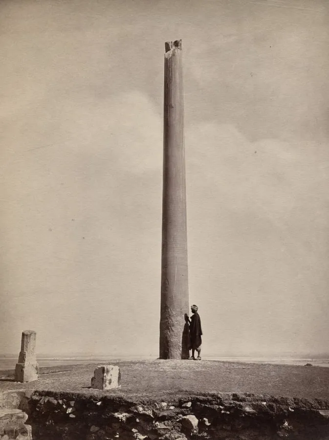 Ashoka Pillar moved to its present position by Feroz Shah, by Unknown, 1880
