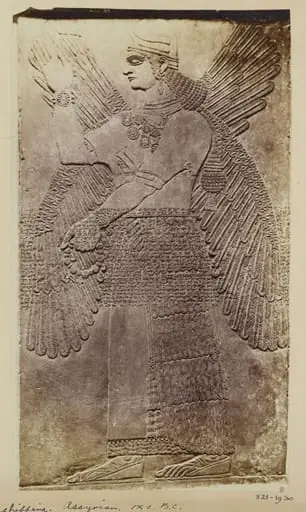 Assyrian sculpture of genius, worshipping, ninth century B.C., Louvre, Paris, by Unknown