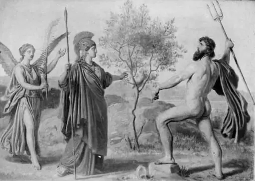 Athene followed by Nike Disputing with Poseidon for Possession of Attica, by Unknown
