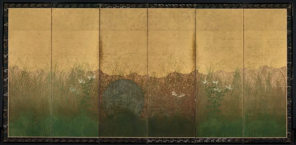 Autumn Evening with Full Moon on Musashino Plain, by Unknown