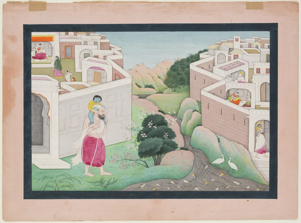 Baby Krishna Carried on Shoulder of Nanda, by Unknown, unspecified