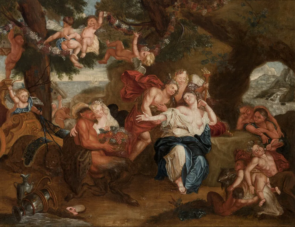 Bacchus and Ariadne on the Island of Naxos, by Unknown, oil, 1709