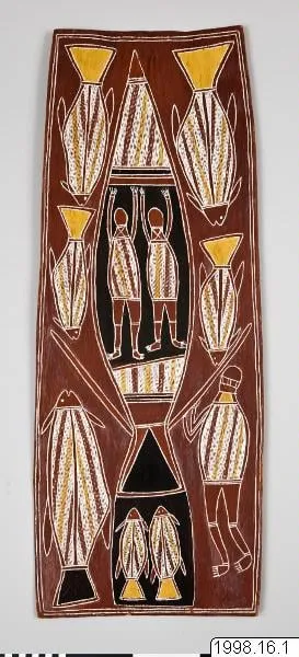 bark painting, painting, working, by Unknown, paint, 1850
