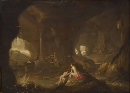 Bathing Nymphs in a Landscape, by Unknown