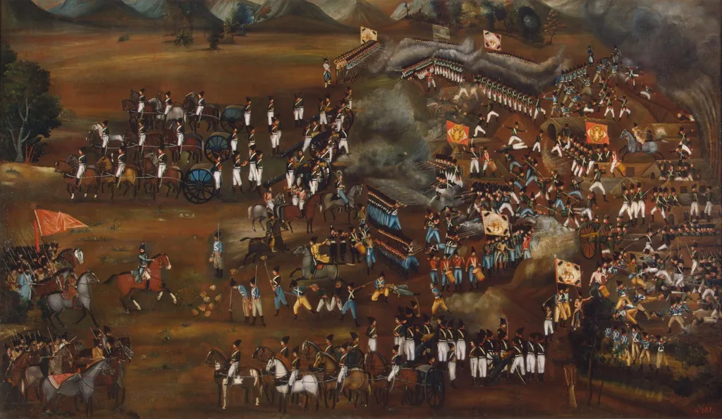 Battle Between Persians and Russians, by Unknown, oil, 1815