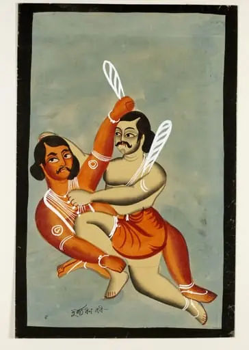 Bhima and Duryodhana, by Unknown